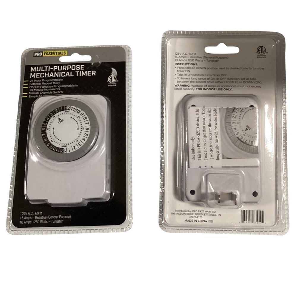 Pro EssentialsMechanicalTimer 24 Hour Programmable 30Minute Increments IndoorUse